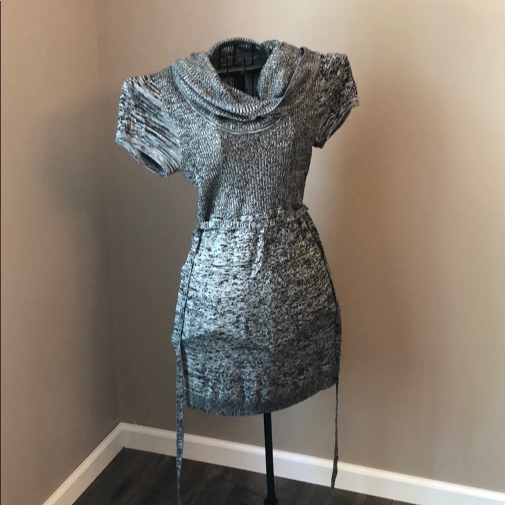 Black and grey turtleneck dress